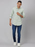 Men Green Striped line Sustainable Casual Shirt With Full Sleeves