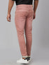 Mens Pink Clean Look Slim Fit Strechable Jeans