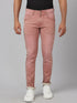 Mens Pink Clean Look Slim Fit Strechable Jeans