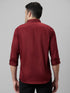 Mens Maroon Spread Collar Cotton Linen Regular Fit Casual Shirt