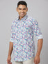 Men Sky Color Floral Print Sustainable Casual Shirt