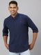 Men Blue Striped Sustainable Casual Shirt With Full Sleeves And Spread Collar