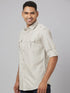 Men Khaki Solid Sustainable Casual Shirt With Spread Collar And Full Sleeves