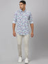 Men Sky Color Floral Print Sustainable Casual Shirt