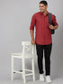 Men Red Printed Sustainable Casual Shirt With Spread Collar And Full Sleeves