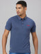 Men Blue Solid Lounge Casual T-Shirt With Printed Logo
