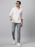 Mens Baby Pink Cotton Linen Opaque Casual Shirt Full Sleeves With Spread Collar