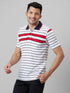 Mens White & Red Casual T-Shirt With Half Sleeves And Spread Collar