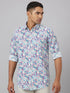 Men Sky Color Floral Print Sustainable Casual Shirt