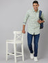 Men Green Striped line Sustainable Casual Shirt With Full Sleeves