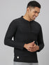 Men Black Solid Polyester Cotton Solid Lounge T-Shirt With Full Sleeves