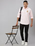 Men Pink Solid Printed Sustainable Casual Shirt With Full Sleeves