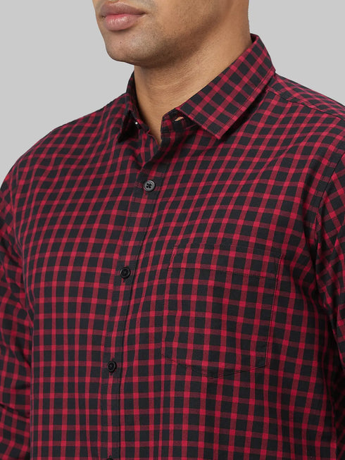 Men Red & Black Checked Sustainable Casual Shirt