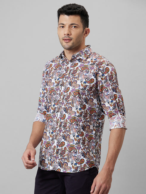 Mens Multicolour Printed Casual Shirt Full Sleeves With Spread Collar