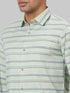 Men Green Striped line Sustainable Casual Shirt With Full Sleeves