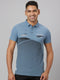Men Blue Printed Sustainable Casual T-Shirt With Spread Collar