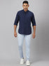 Men Blue Striped Sustainable Casual Shirt With Full Sleeves And Spread Collar
