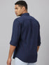 Men Blue Striped Sustainable Casual Shirt With Full Sleeves And Spread Collar