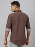 Men Coffee Brown Printed Sustainable Casual Shirt With Spread Collar And Full Sleeves