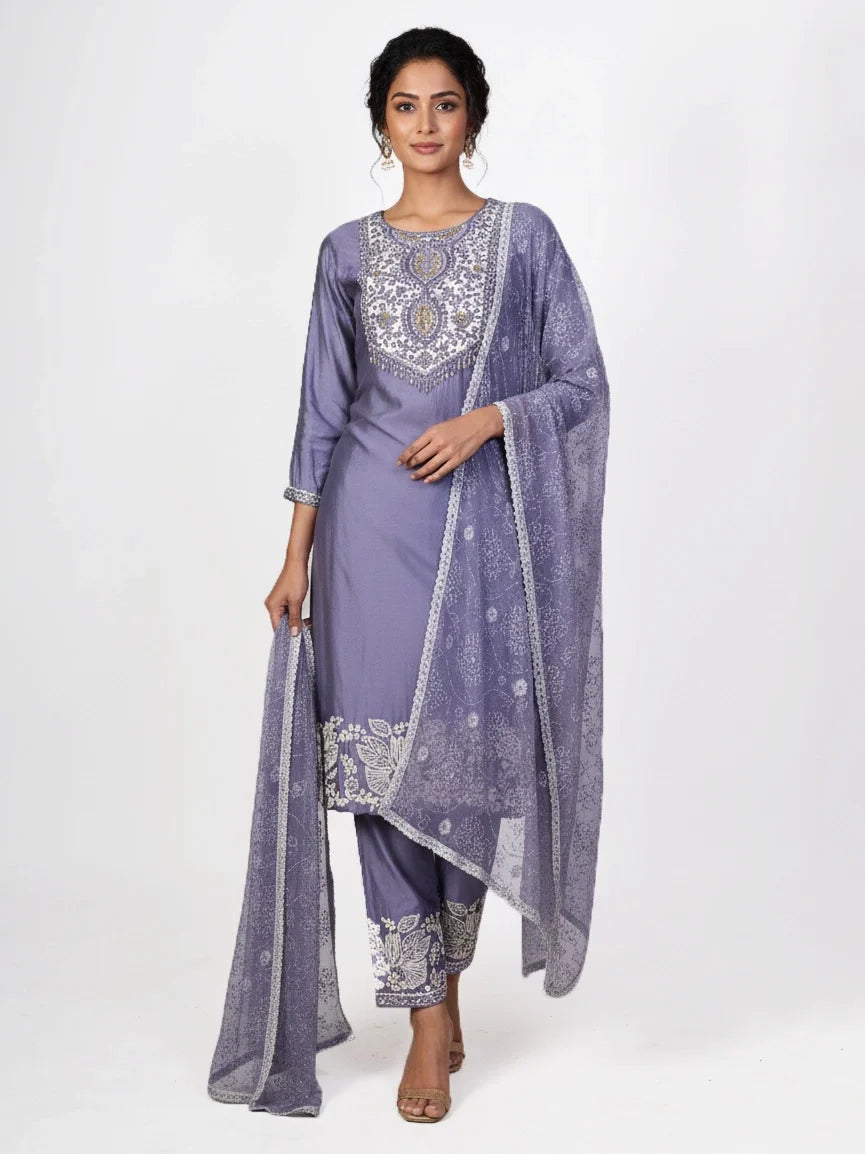 Cream kurti with dupatta