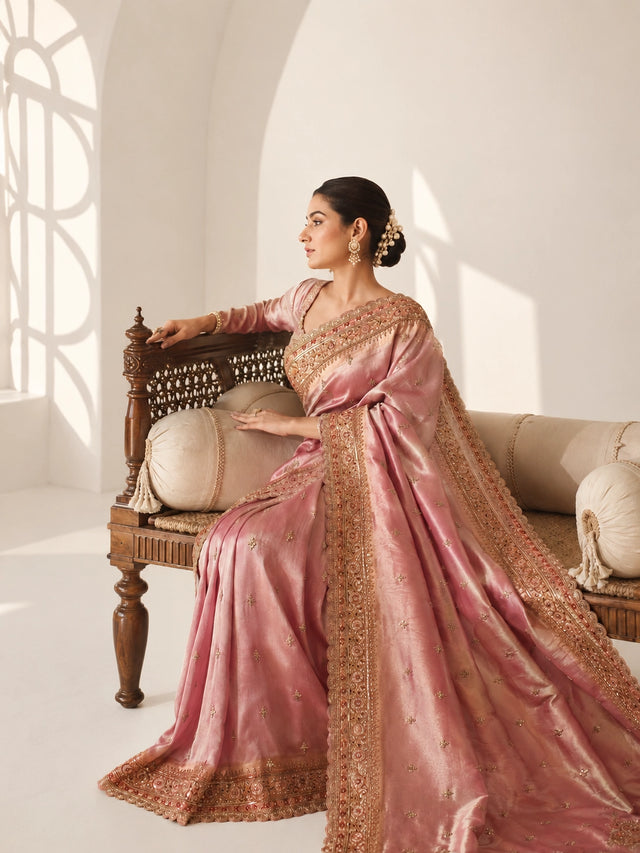 Designer Silk Saree with Embroidered Border | Wedding Wear