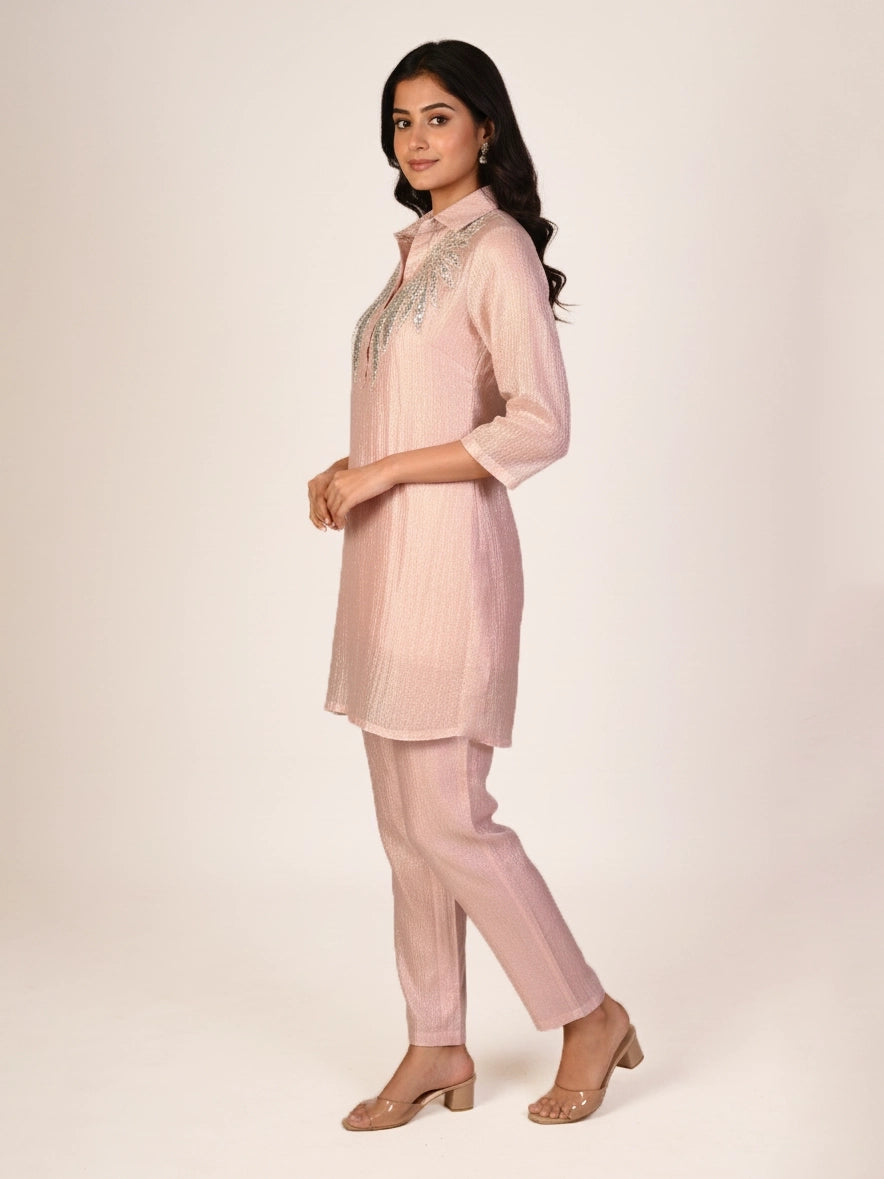 Cream Embellished Co-Ord Set for Women – Elegant Ethnic Outfit