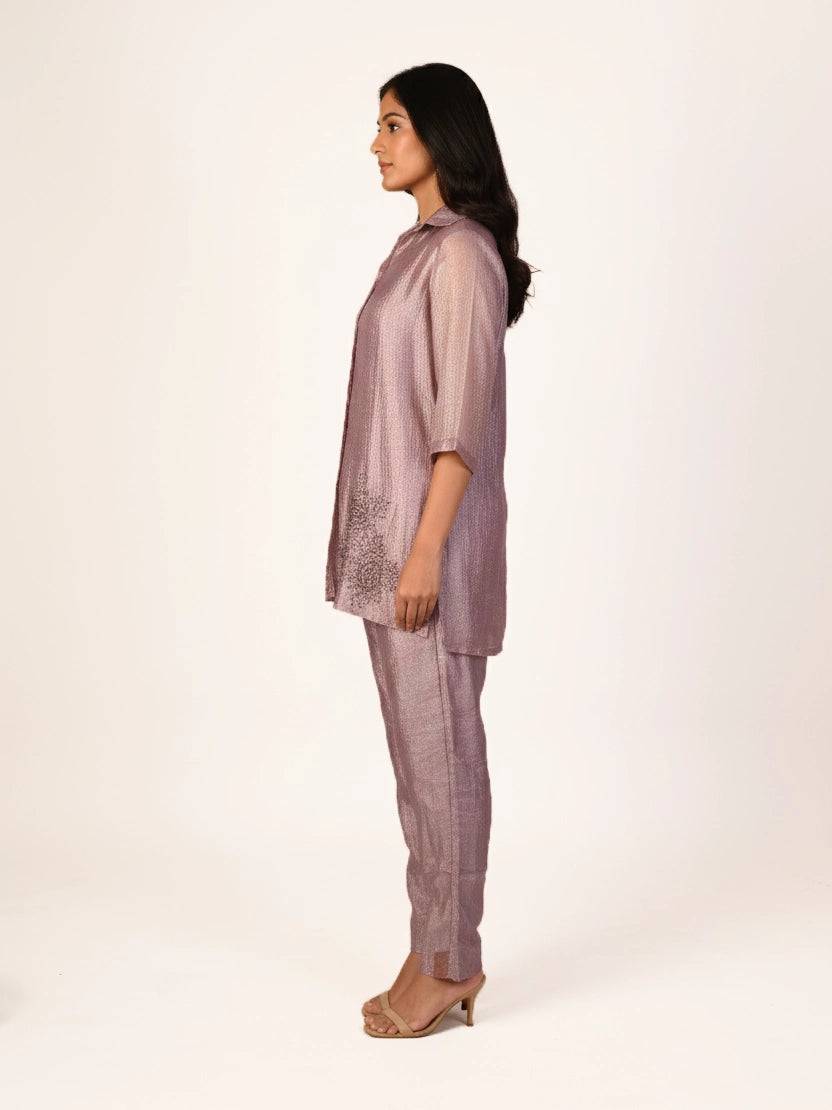 Purple Printed Co-Ord Set for Women – Elegant Casual Ethnic Outfit