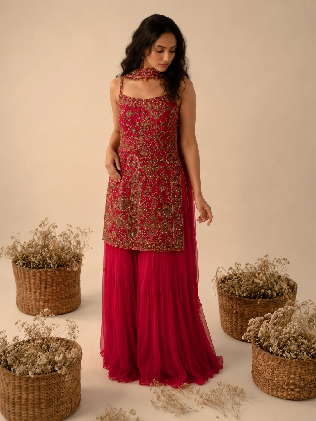 Royal Embroidered Designer Sharara Suit Set with Dupatta for Women