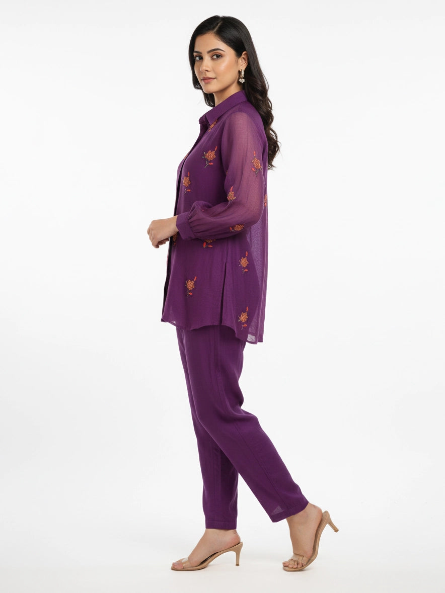 Rani pink gold printed kurti