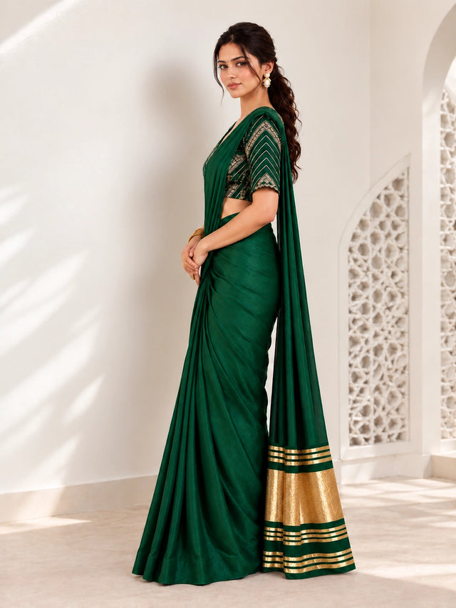 Elegant Green Silk Saree with Designer Blouse | Premium Party Wear Saree