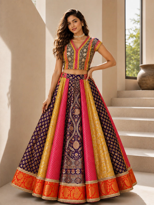 Designer Wine Wedding Lehenga for Women