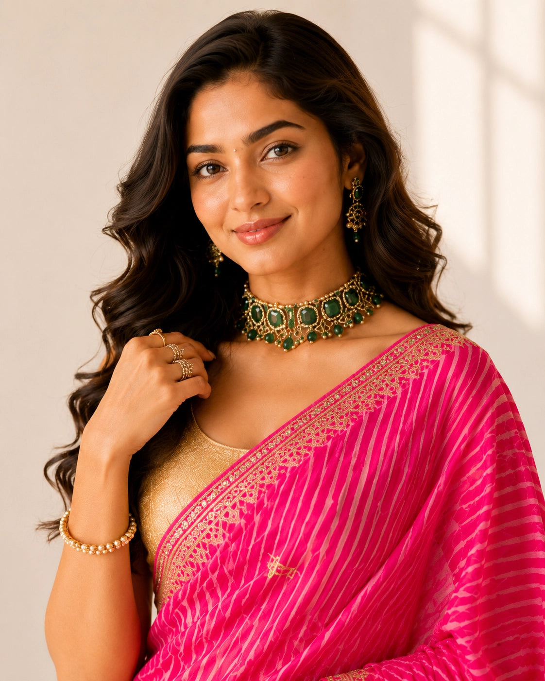 Rani Color Designer Silk Saree with Embroidered Border