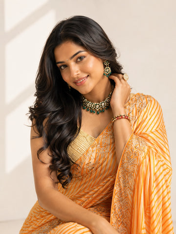 Orange Embroidered Designer Saree for Women with Elegant Border Work