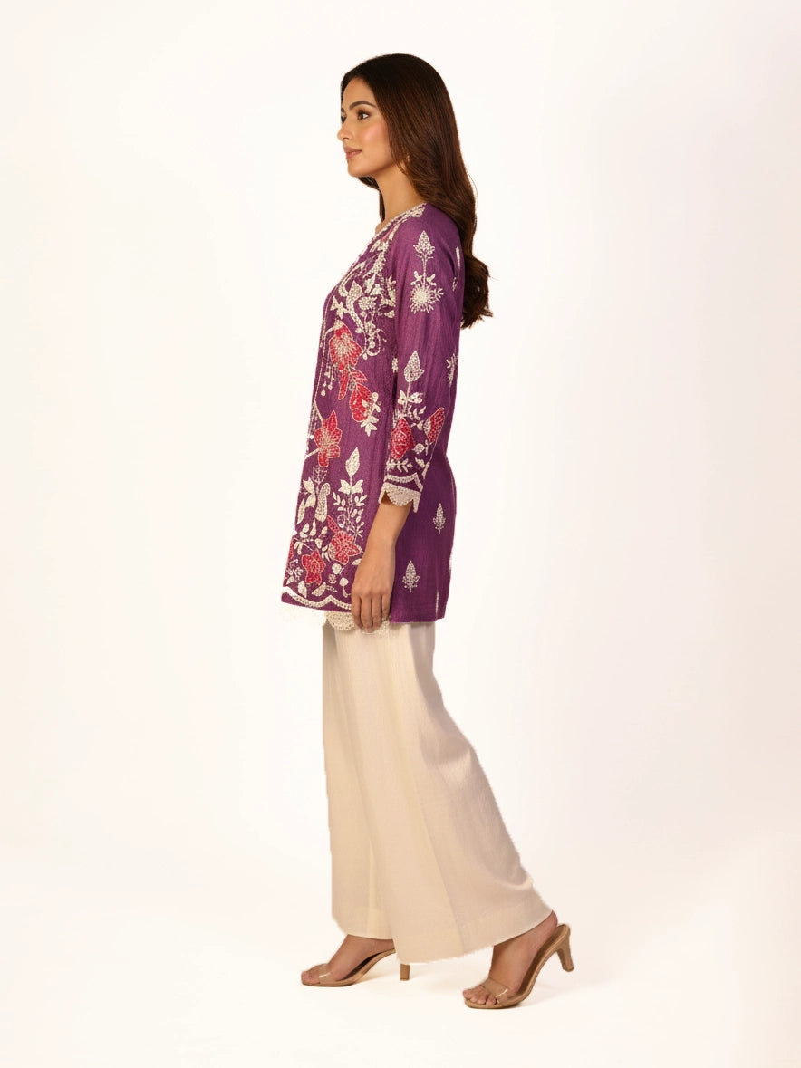 Olive green floral kurti set