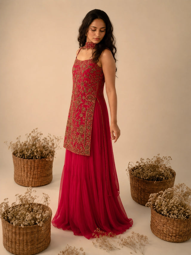 Royal Embroidered Designer Sharara Suit Set with Dupatta for Women