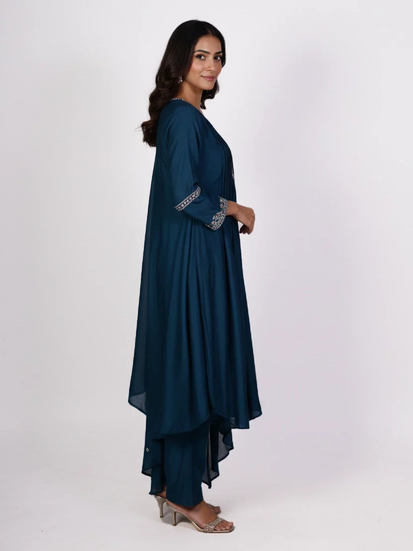 Lavender embroidered kurti set with dupatta