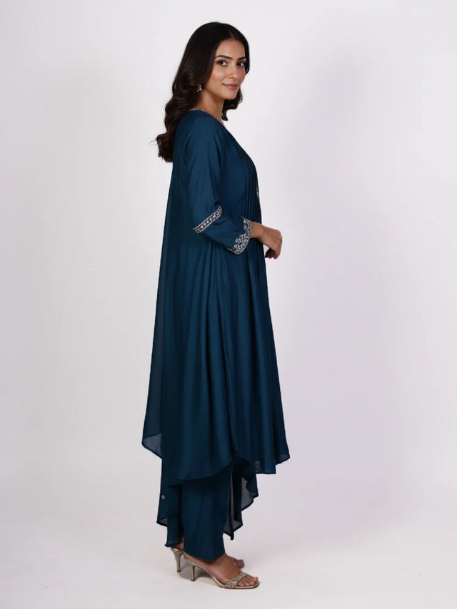 Lavender embroidered kurti set with dupatta