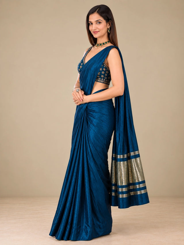 Elegant Blue Silk Saree with Designer Blouse | Premium Party Wear Saree