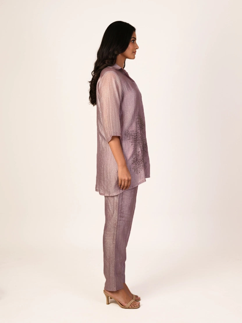 Purple Printed Co-Ord Set for Women – Elegant Casual Ethnic Outfit
