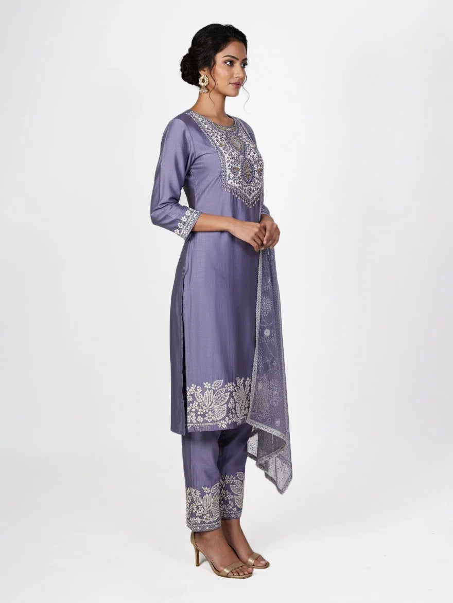 Cream kurti with dupatta