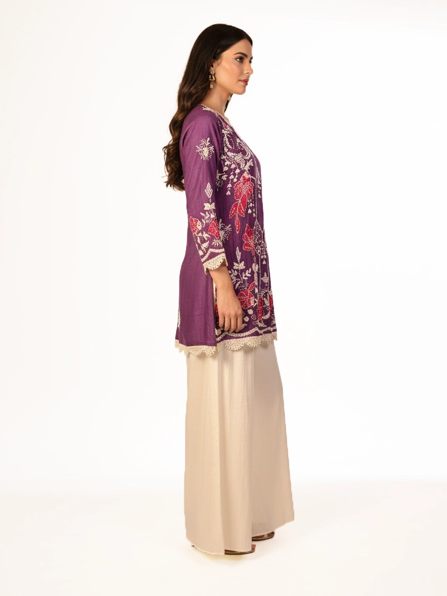 Olive green floral kurti set