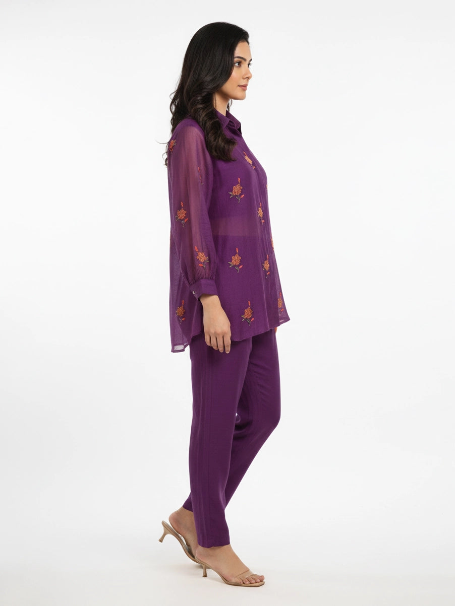 Rani pink gold printed kurti