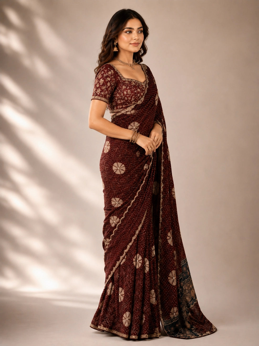 Elegant Maroon Bandhani Saree from  Collection