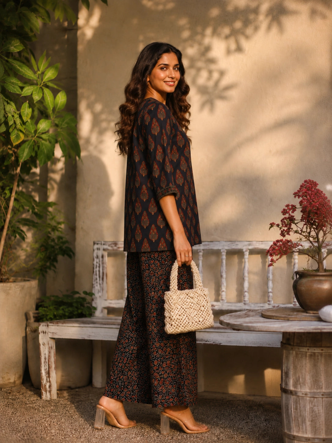 Elegant Black Paisley Print Co ord set