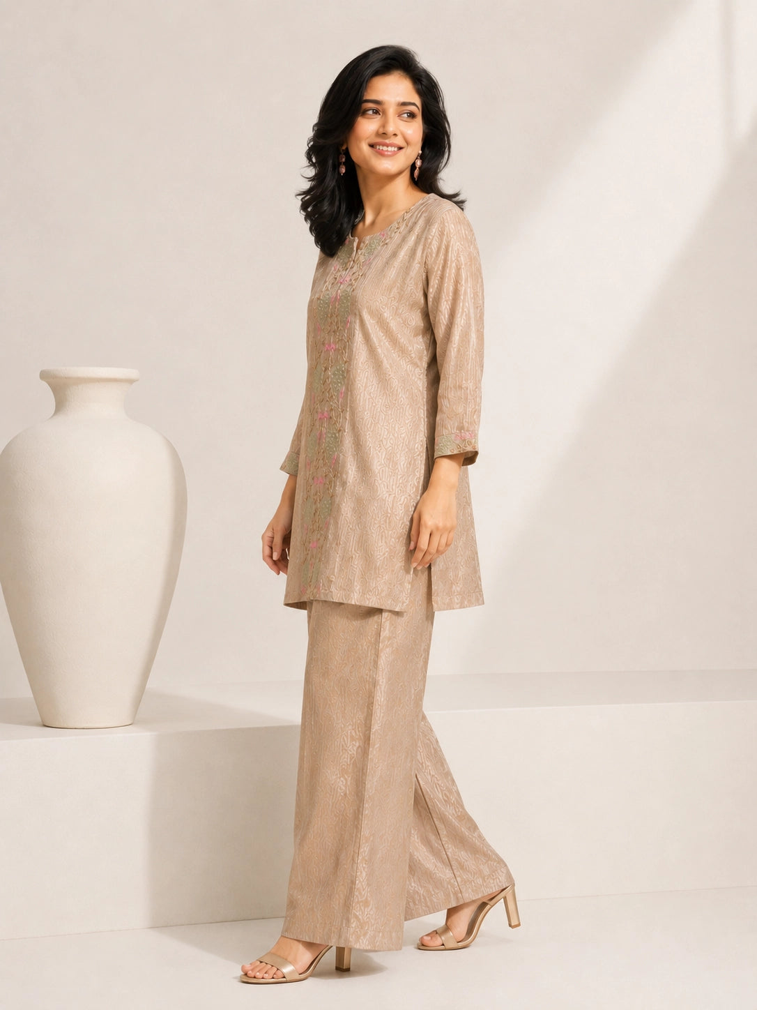 Elegant Grey Embroidered Sharara with Matching Pants
