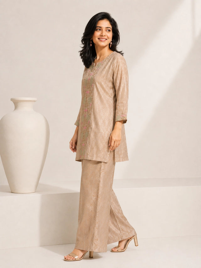 Elegant Grey Embroidered Sharara with Matching Pants
