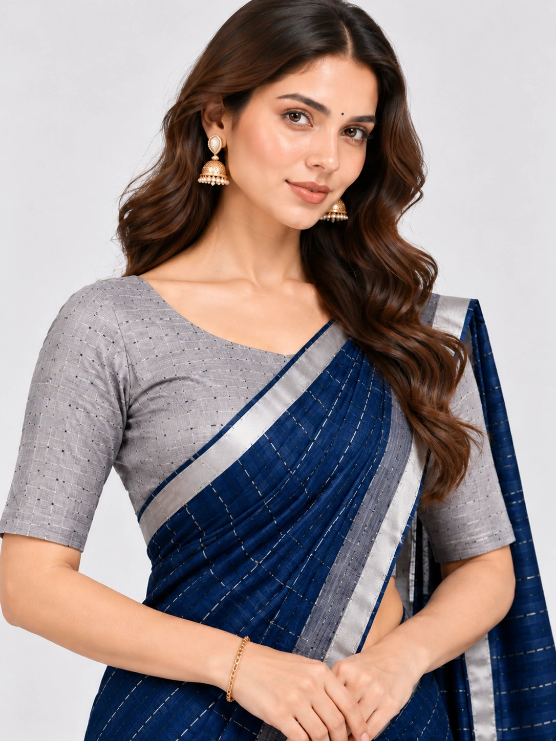 Striped Woven Saree with Metallic Border & Tassel Pallu | Elegant Ethnic Saree