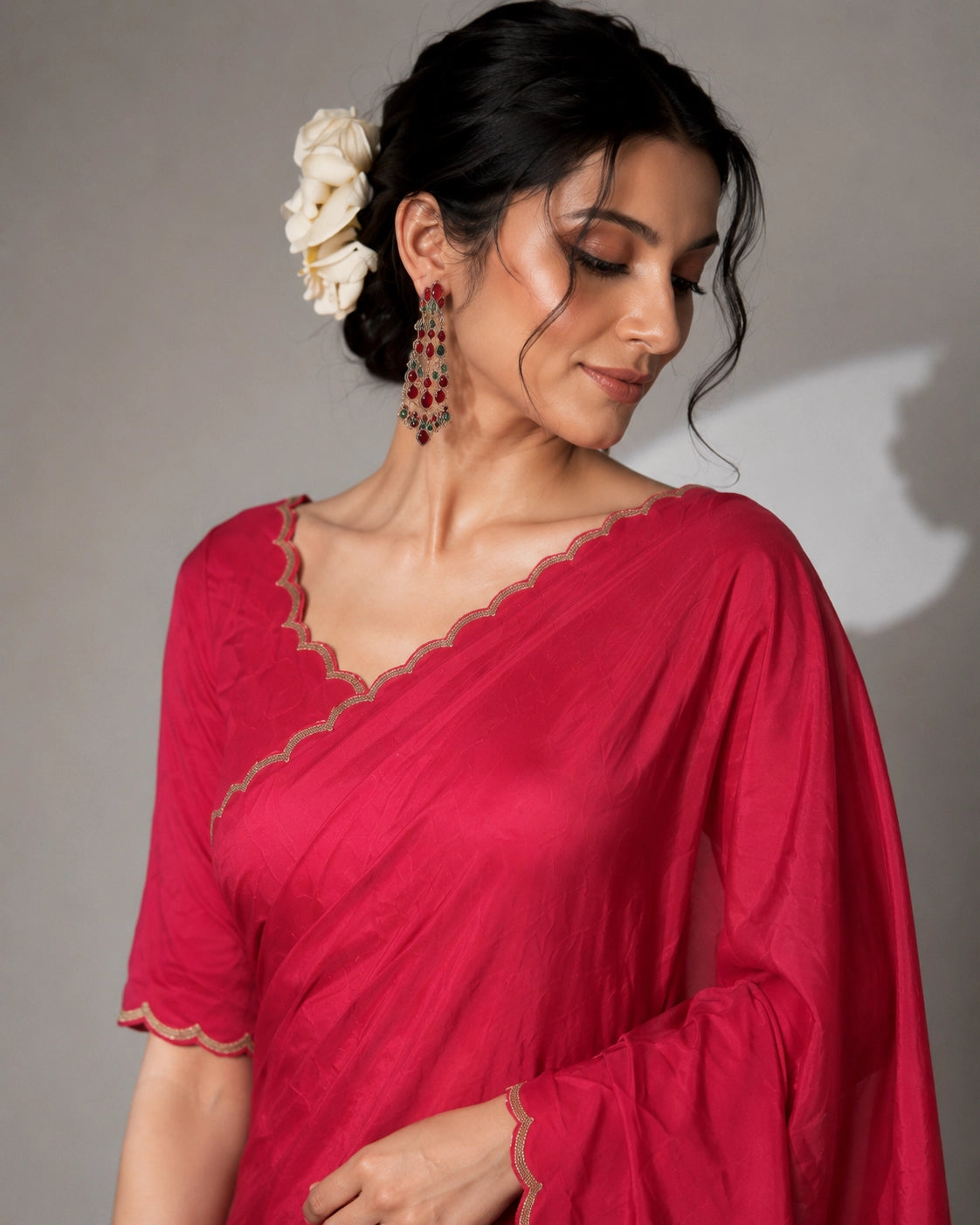 Rani Designer Saree with Floral Printed Pallu & Elegant Border