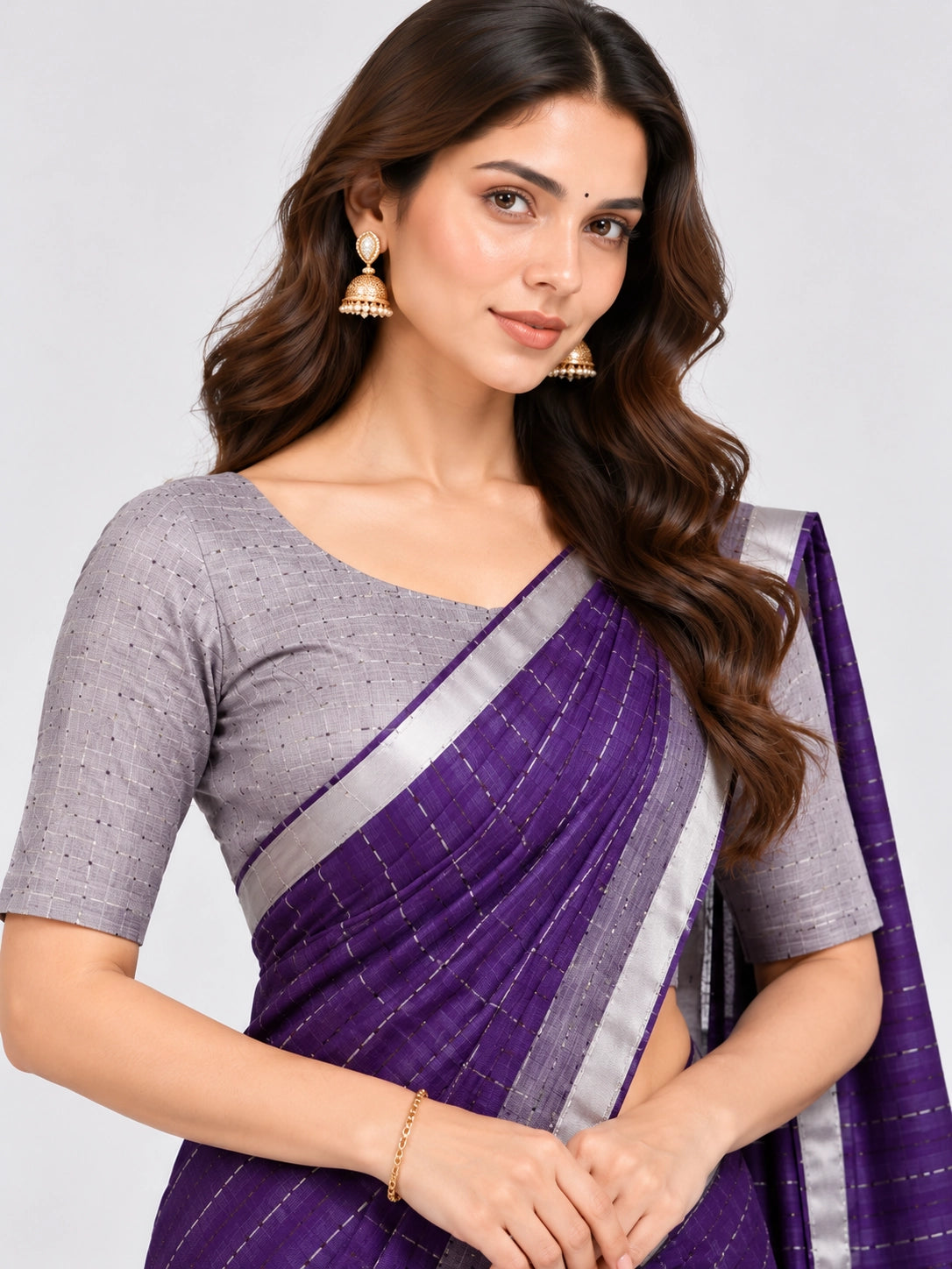 Striped Woven Saree with Metallic Border & Tassel Pallu | Elegant Ethnic Saree