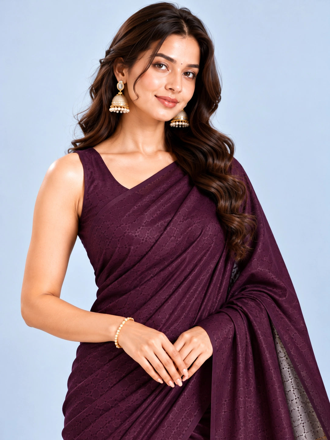 Elegant Woven Saree with Gold & Silver Border | Designer Saree for Women
